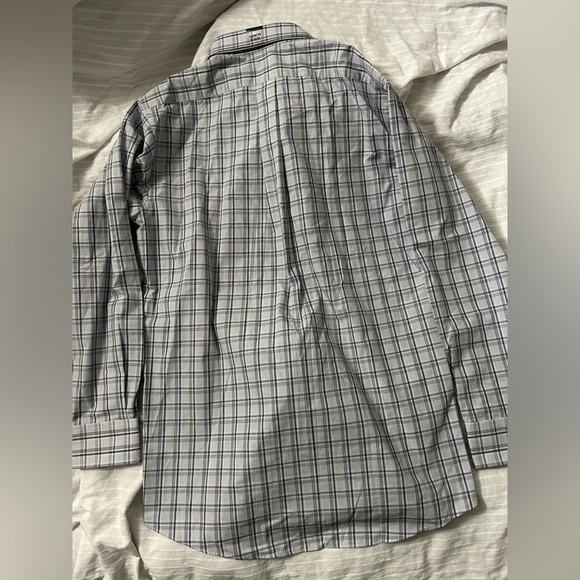 Chaps Mens Dress Shirt Oxford Gray Plaid Wrinkle Free Causal Size 15 32/33 - Picture 4 of 4